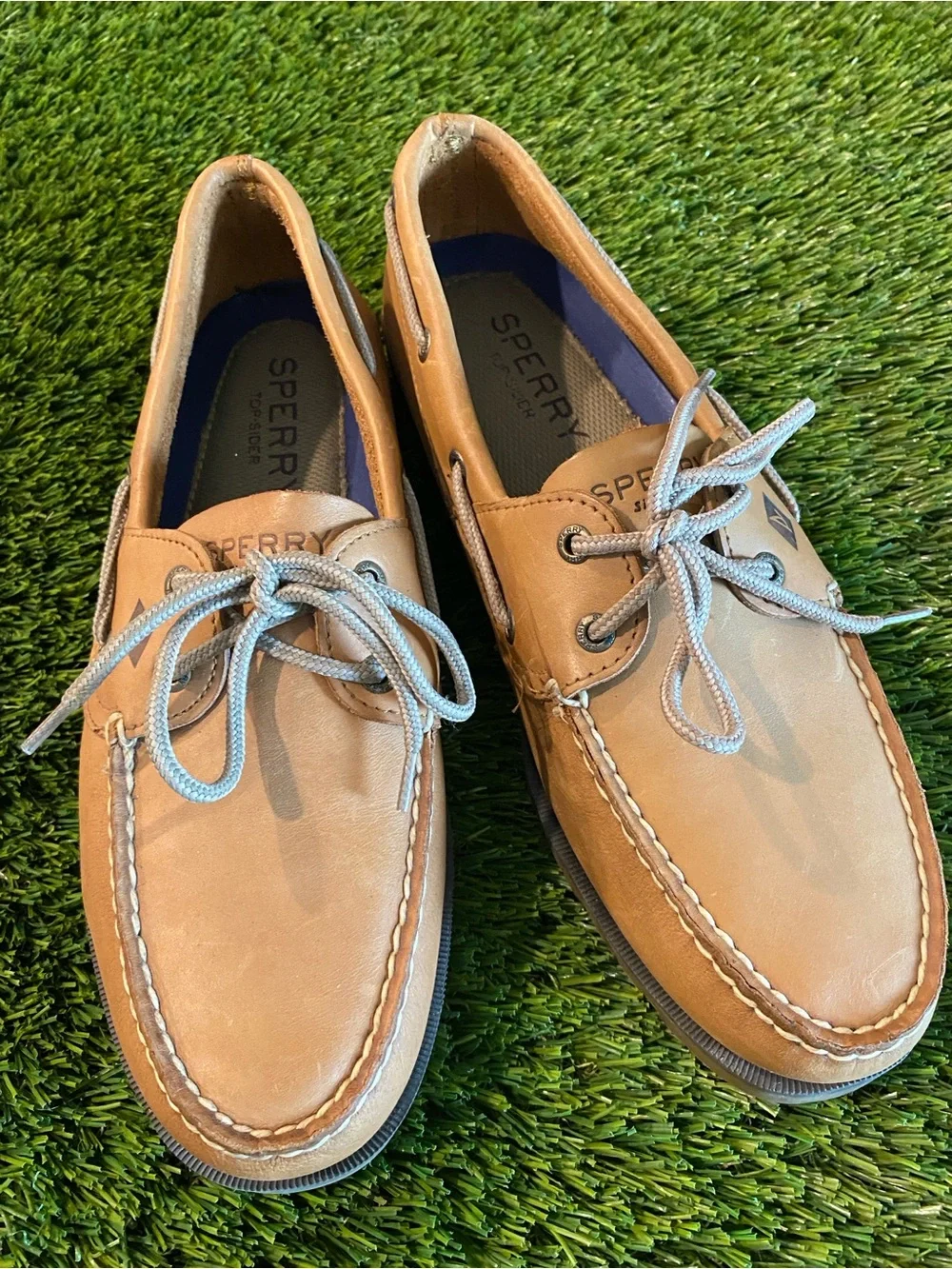 Sperry Top-Sider Men's 10.5 Tan Leather Leeward Boat Shoes Loafers